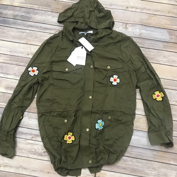 English Factory Jackets & Blazers - NWT English factory flower patches military jacket
